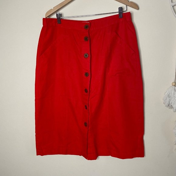 Universal Thread Dresses & Skirts - Universal Thread Linen Blend Burnt Orange Elastic Waist Button Midi Skirt Sz XL
